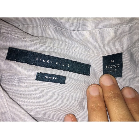 Perry Ellis Light Blue Button Down with Pleats - Picture 3 of 3